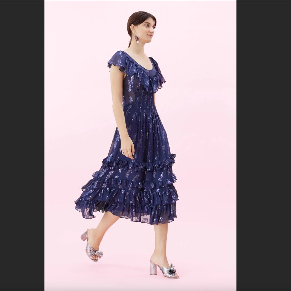 Rebecca Taylor Metallic Star Clip Dress - Picture 2 of 14